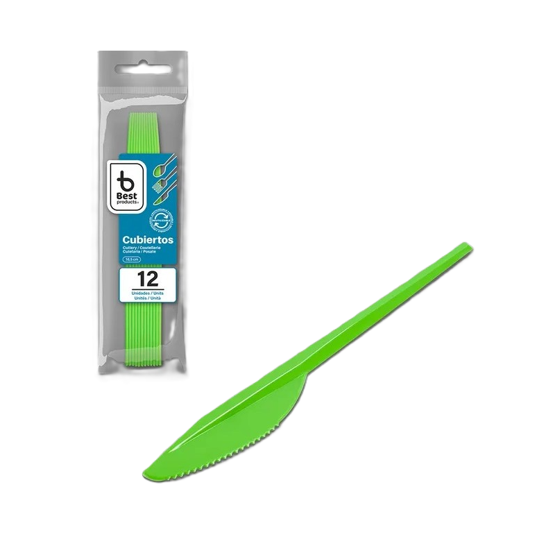Cuchillos Reutilizables Verde 12 Uds De Fiesta Y Cumpleaños