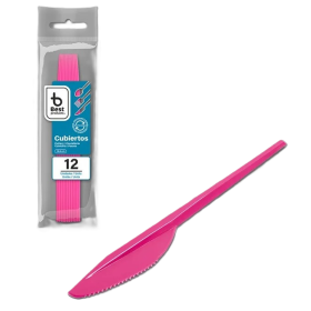 Cuchillos Reutilizables Rosa 12 Uds De Fiesta Y Cumpleaños