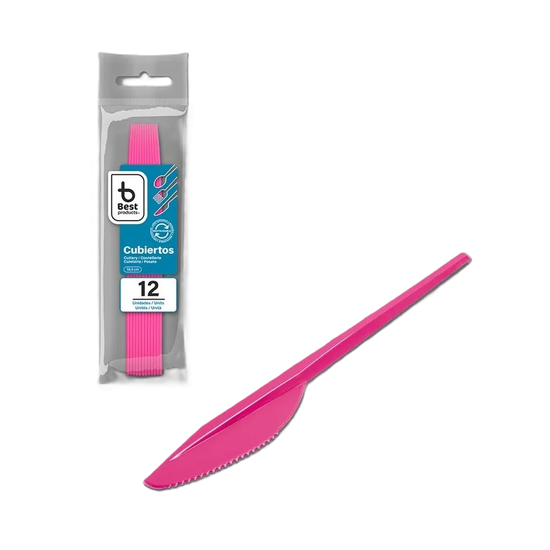 Cuchillos Reutilizables Rosa 12 Uds De Fiesta Y Cumpleaños
