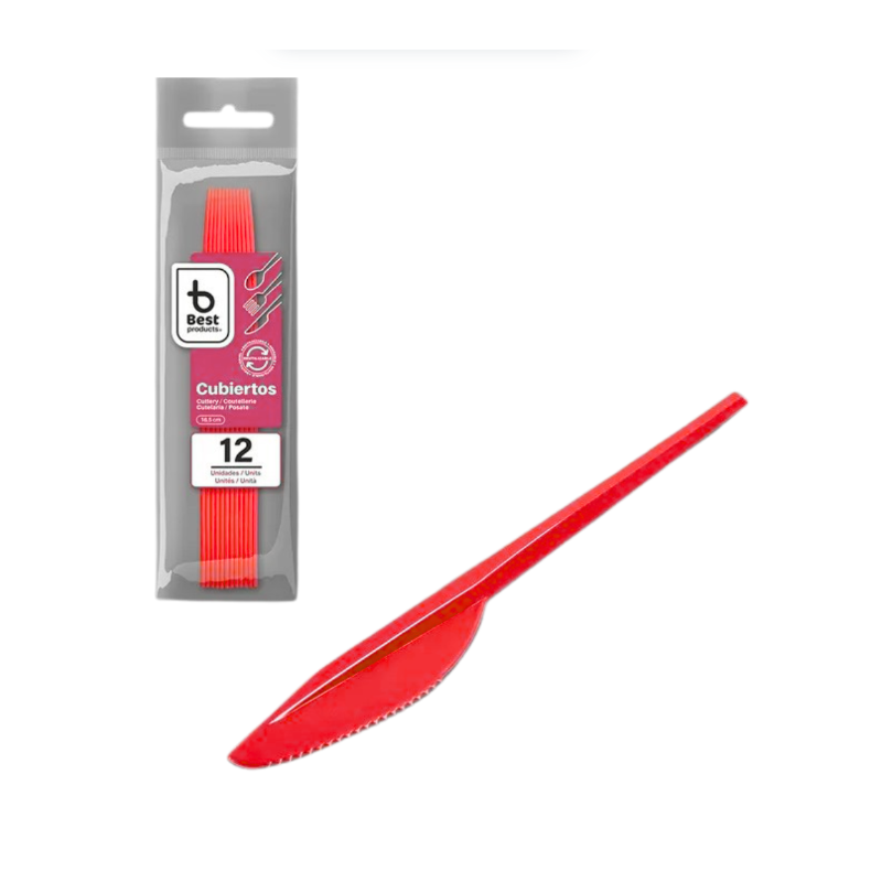 Cuchillos Reutilizables Rojo 12 Uds De Fiesta Y Cumpleaños