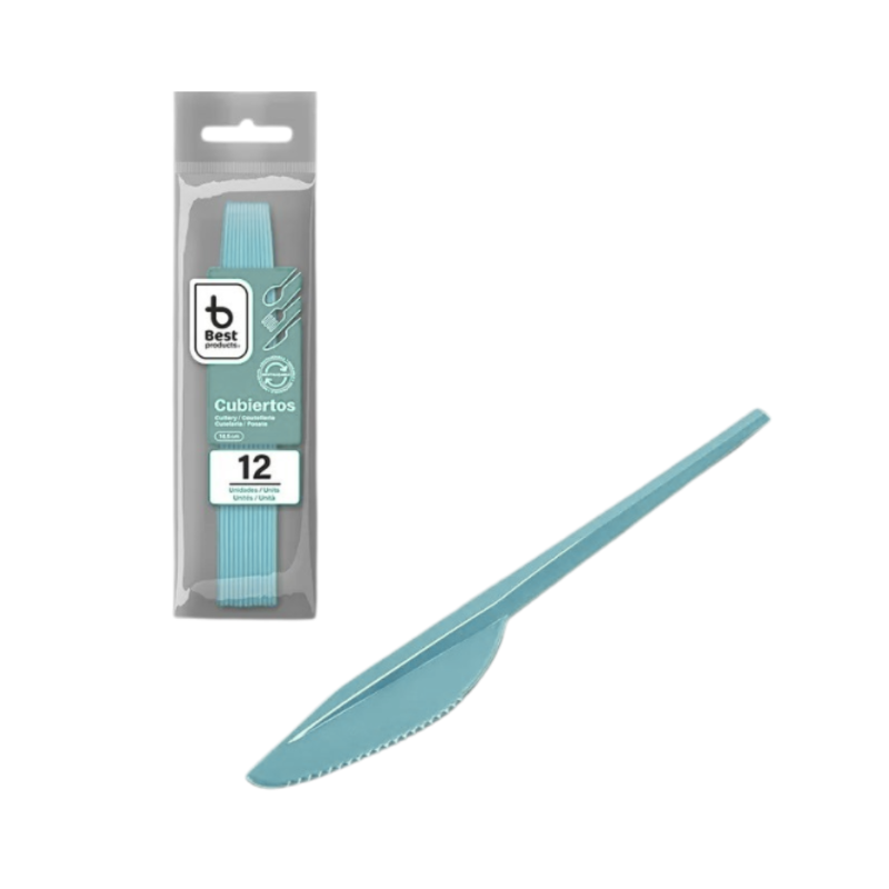 Cuchillos Reutilizables Azul Bebé 12 Uds De Fiesta Y Cumpleaños