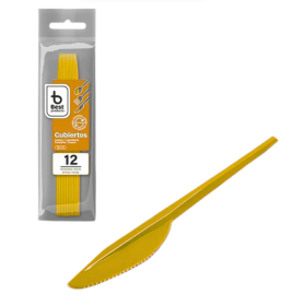 Cuchillos Reutilizables Amarillo 12 Uds De Fiesta Y Cumpleaños