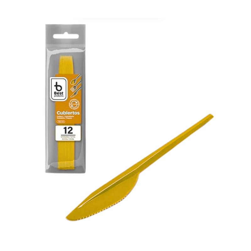 Cuchillos Reutilizables Amarillo 12 Uds De Fiesta Y Cumpleaños