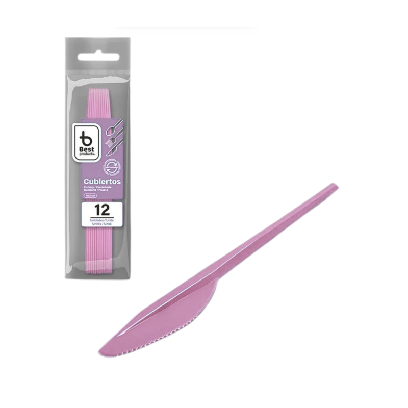 Cuchillos Reutilizables Rosa Bebé 12 Uds De Fiesta Y Cumpleaños