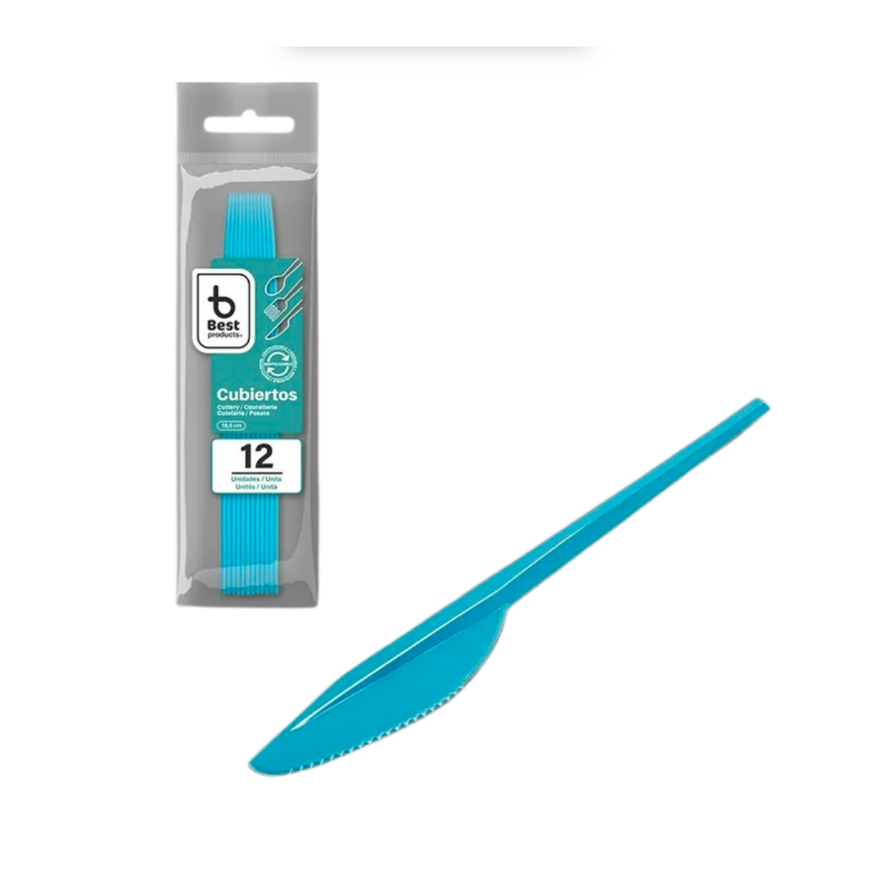 Cuchillos Reutilizables Aguamarina 12 Uds De Fiesta Y Cumpleaños