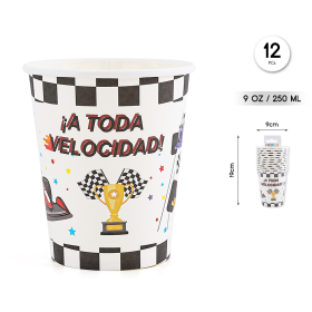 Vasos Coche Carreras 250 ml 12 Uds