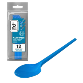 Cucharas Reutilizables Azul 12 Uds De Fiesta Y Cumpleaños
