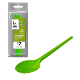 Cucharas Reutilizables Verde 12 Uds De Fiesta Y Cumpleaños