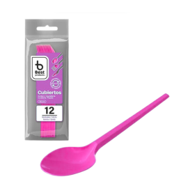 Cucharas Reutilizables Rosa Fucsia 12 Uds