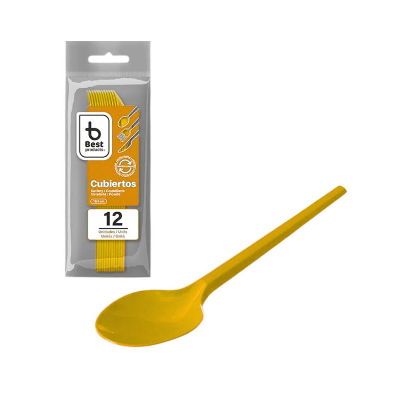Cucharas Reutilizables Amarillo 12 Uds De Fiesta Y Cumpleaños