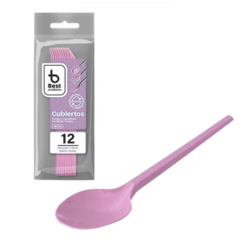 Cucharas Reutilizables Rosa Bebé 12 Uds
