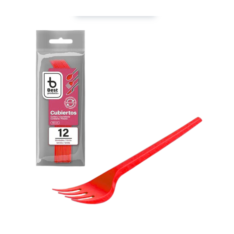 Tenedores Reutilizables Rojo 12 Uds De Fiesta Y Cumpleaños