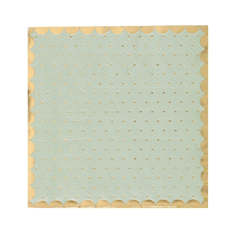 Servilletas Verde Oliva con Puntos Dorados