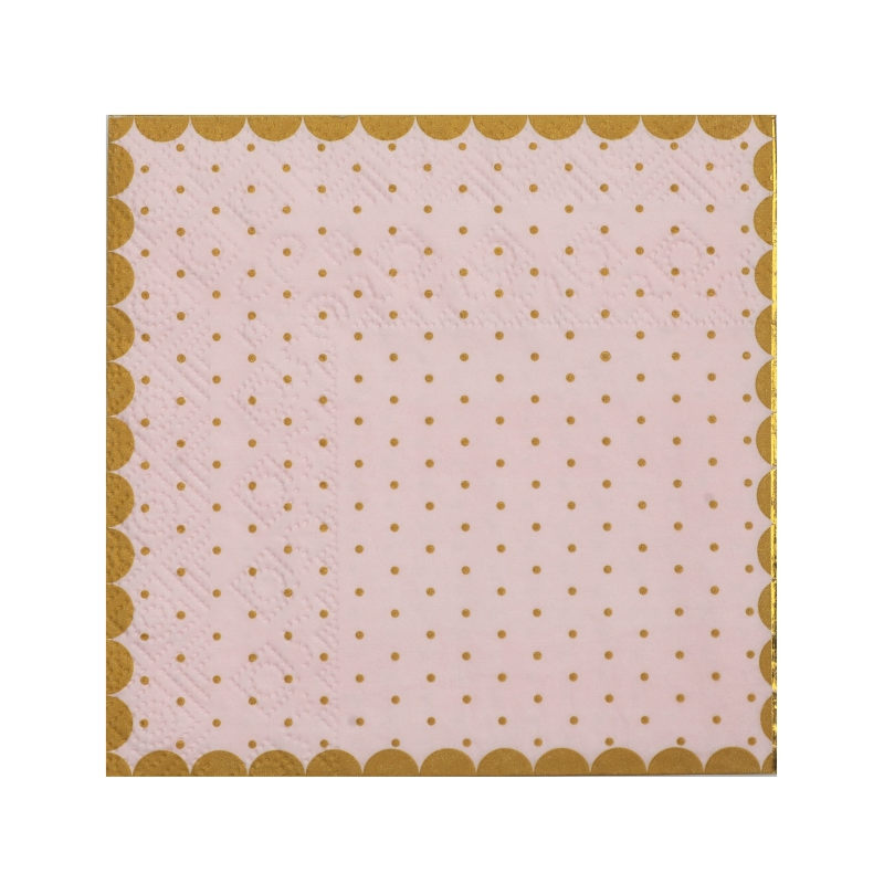 Servilletas Rosa con Puntos Dorados