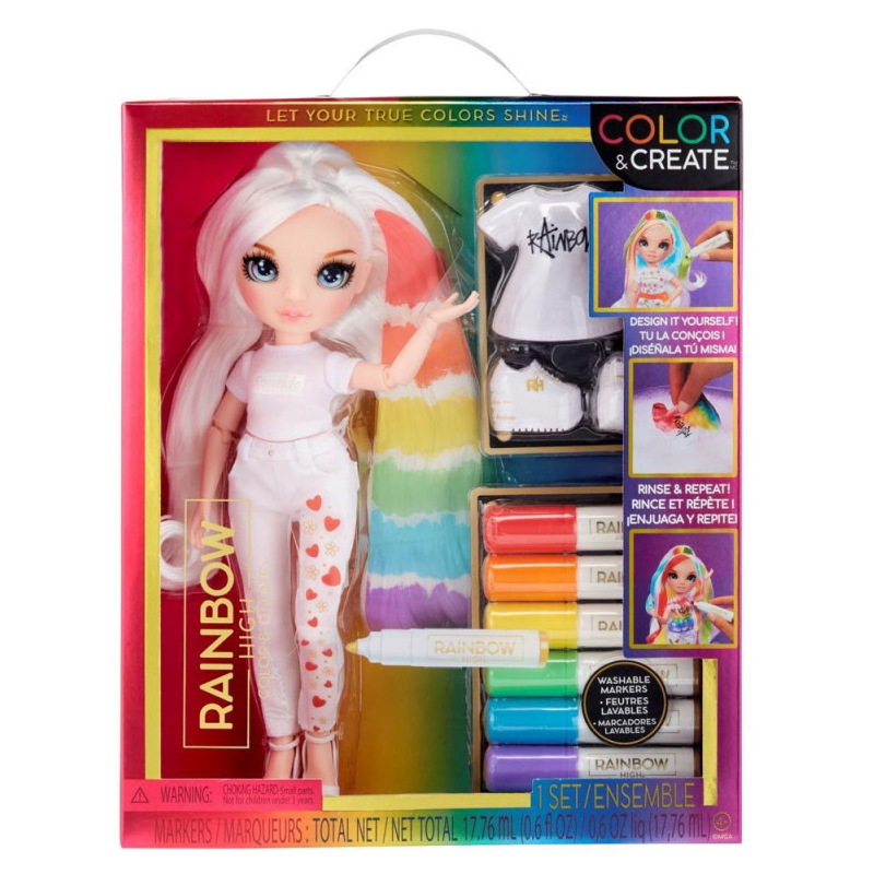 Rainbow High Color & Create Muñeca Ojos Azules