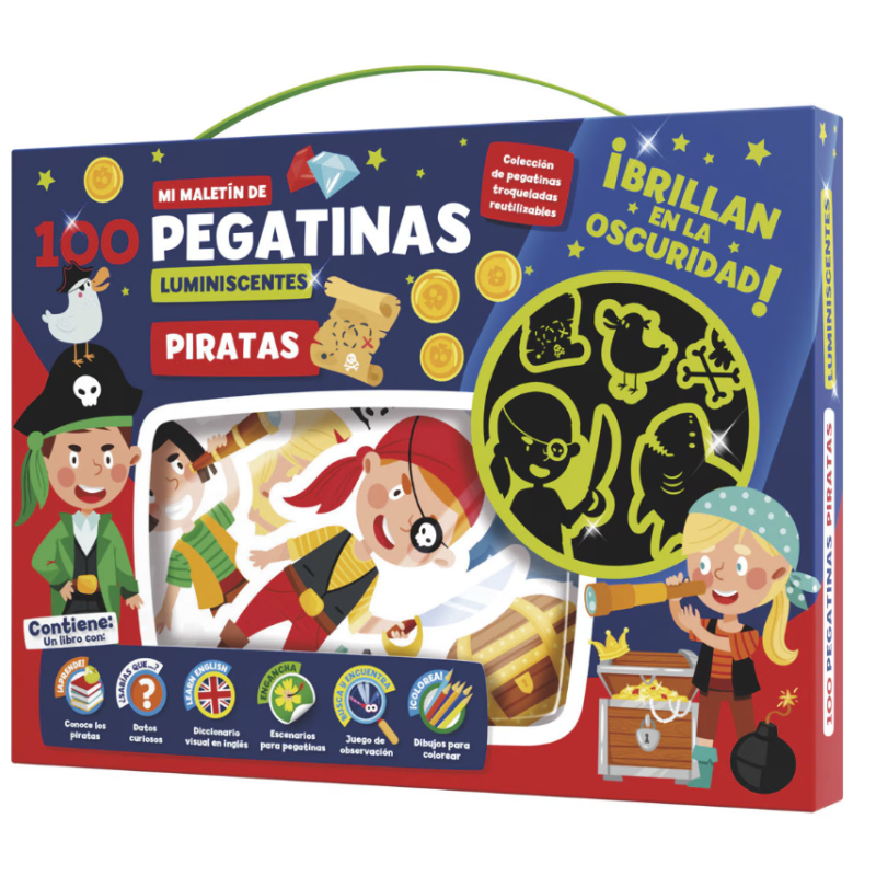 Maletín 100 Pegatinas Luminescentes Piratas