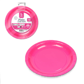 Platos Cartón Fucsia 20 cm 10 Uds