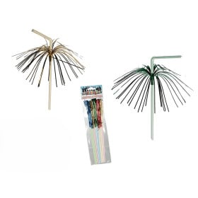 Pajita De Plástico Con Flecos Purpurina 2