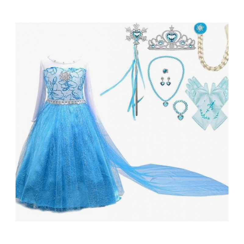 Disfraz Princesa Elsa Con Capa Talla 4-5 Años De Ataa