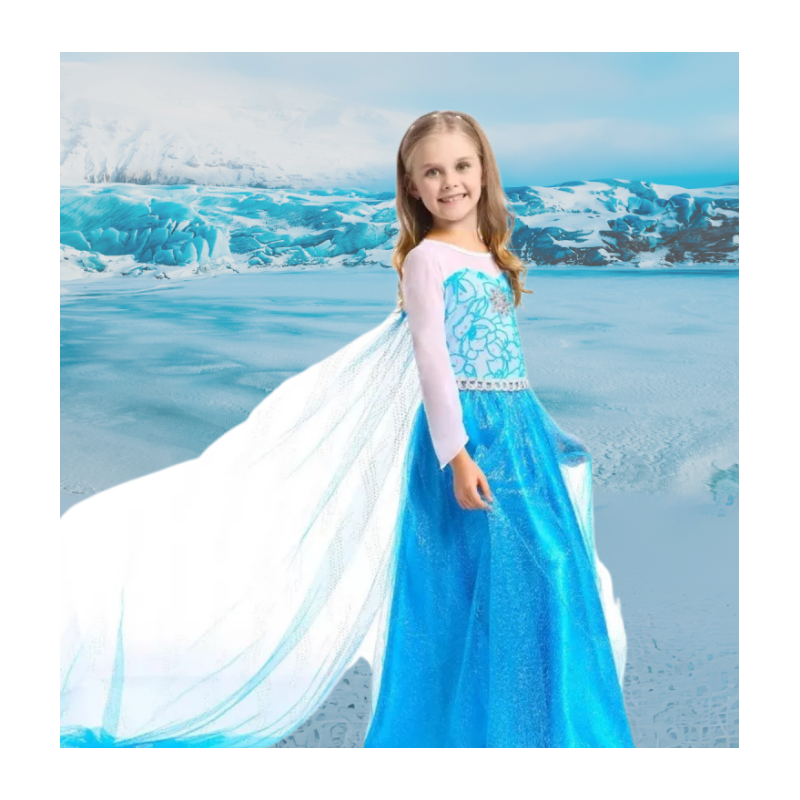 Disfraz Princesa Elsa Con Capa Talla 4-5 Años