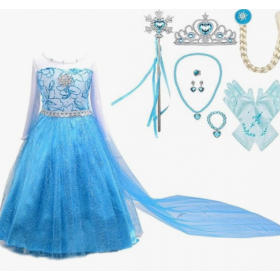 Disfraz Princesa Elsa Con Capa Talla 5-6 Años