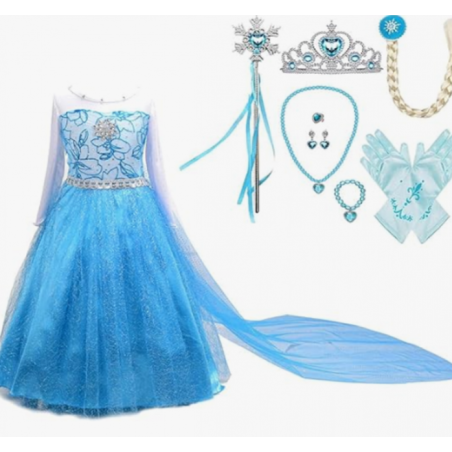 Disfraz Princesa Elsa Con Capa Talla 5-6 Años De Ataa
