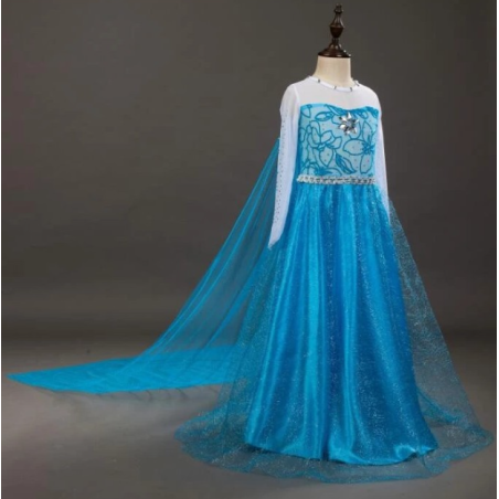 Disfraz Princesa Elsa Con Capa Talla 5-6 Años