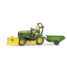 Tractor Cortacésped Con Remolque Y Figura De Bruder