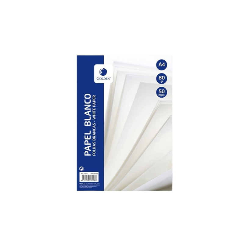Folios Blancos A4 50 Hojas 80 gr Golden