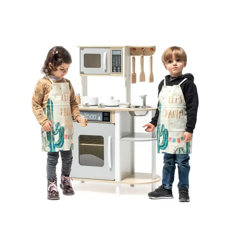 Cocina De Madera 69x30x85cm Con Accesorios Blanca