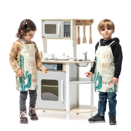 Cocina De Madera 69x30x85cm Con Accesorios Blanca