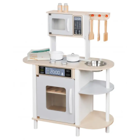 Cocina De Madera 69x30x85cm Con Accesorios Blanca De Ataa