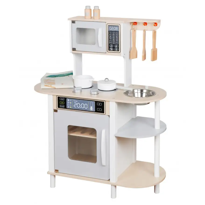 Cocina De Madera 69x30x85cm Con Accesorios Blanca De Ataa