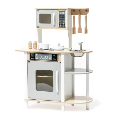 Cocina De Madera 69x30x85cm Con Accesorios Blanca