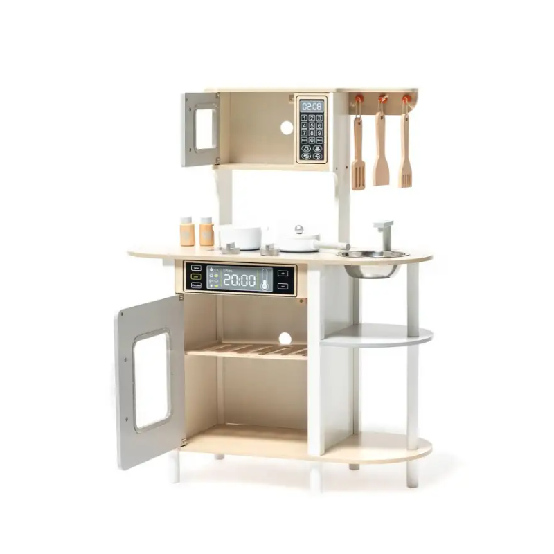 Cocina De Madera 69x30x85cm Con Accesorios Blanca