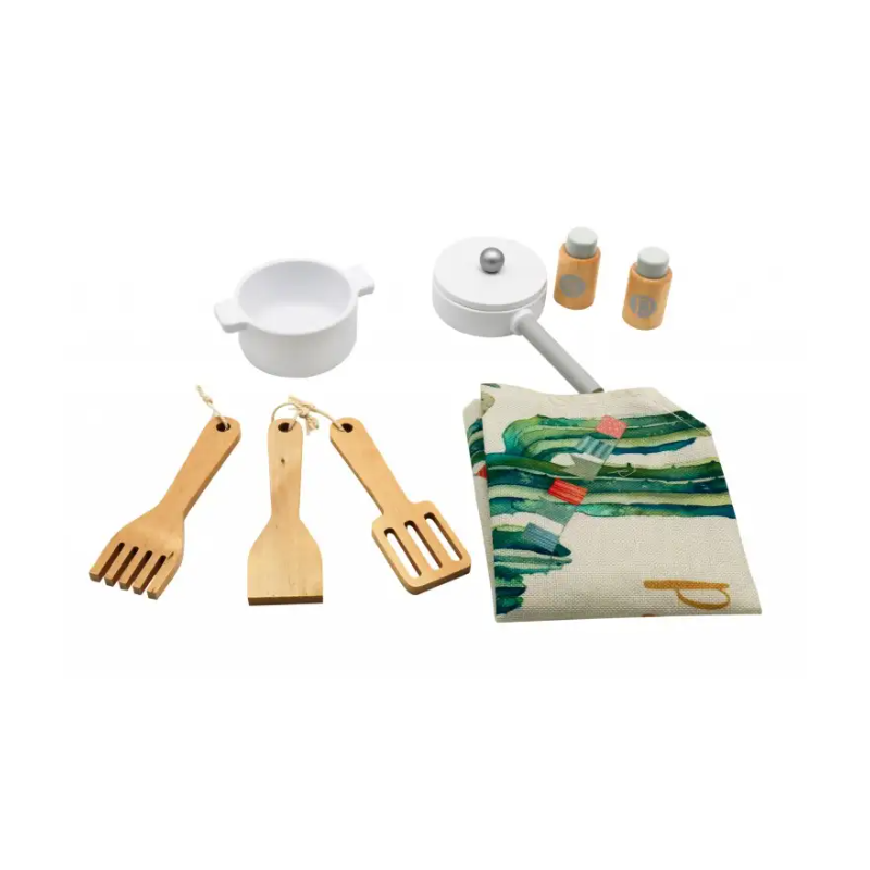 Cocina De Madera 69x30x85cm Con Accesorios Blanca