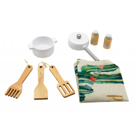 Cocina De Madera 69x30x85cm Con Accesorios Blanca