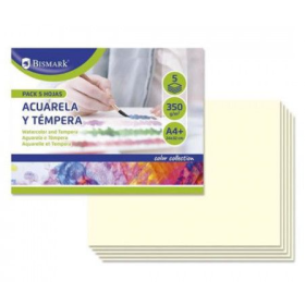 Pack 5 Cartulinas Dibujo Acuarelas y Témperas A4+ Bismark