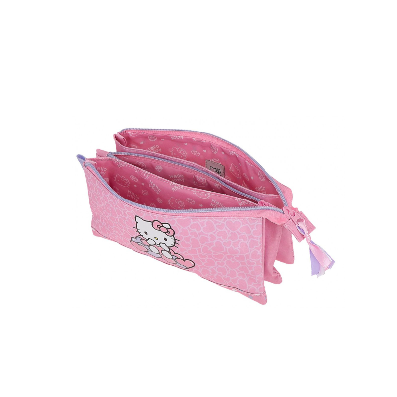 Estuche Tres Compartimentos Hello Kitty Rosa