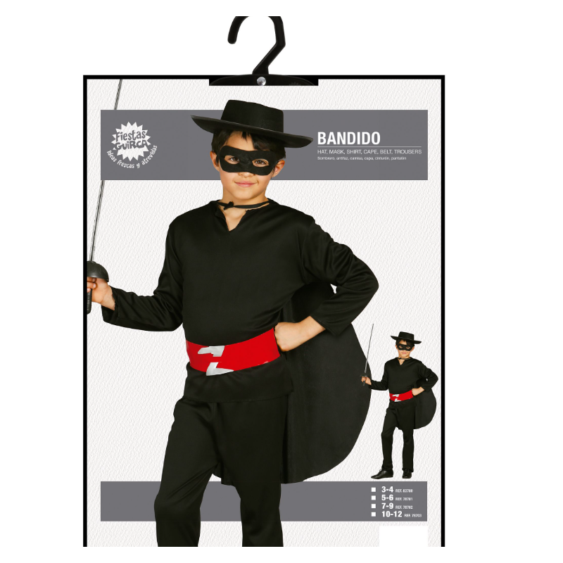 Disfraz Bandido Con Capa Talla 7-9 Años