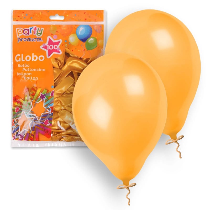 S/100 GLOBO METALIZADO ORO 23CM