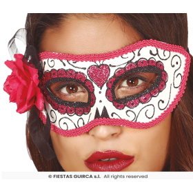 Antifaz Día De Los Muertos Rosa De Guirca
