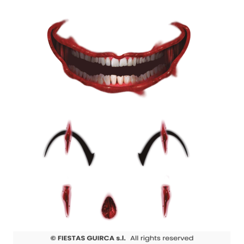 Tatuaje Cara Payaso 30x14 Cms