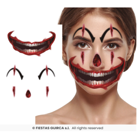 Tatuaje Cara Payaso 30x14 Cms De Guirca