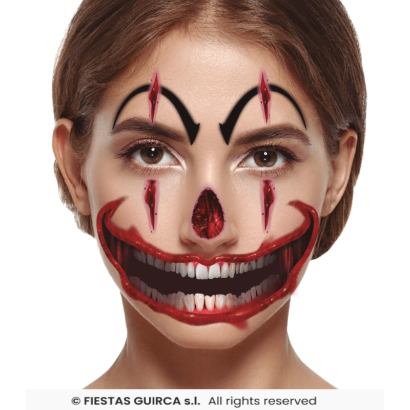 Tatuaje Cara Payaso 30x14 Cms