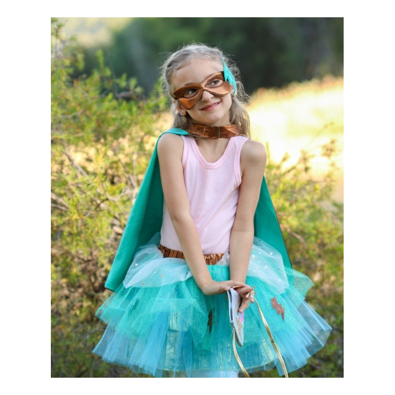 Disfraz Super Heroína Turquesa Talla 4-6 Años