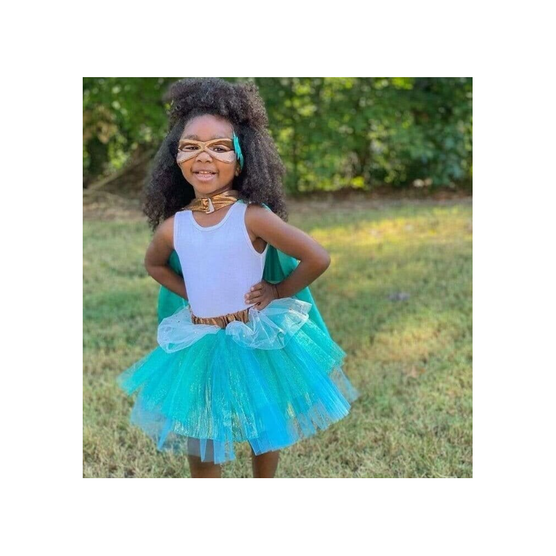 Disfraz Super Heroína Turquesa Talla 4-6 Años