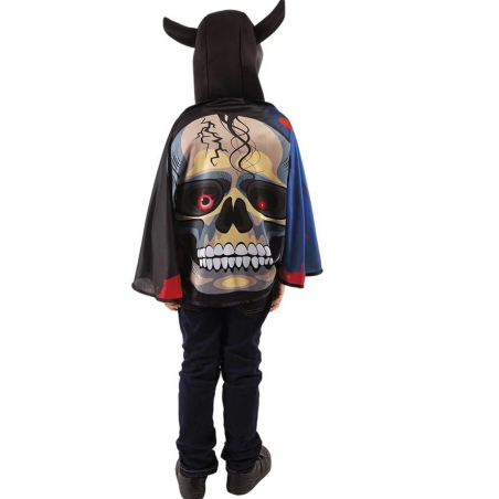 Capa Impresa Skull Con Capucha Infantil