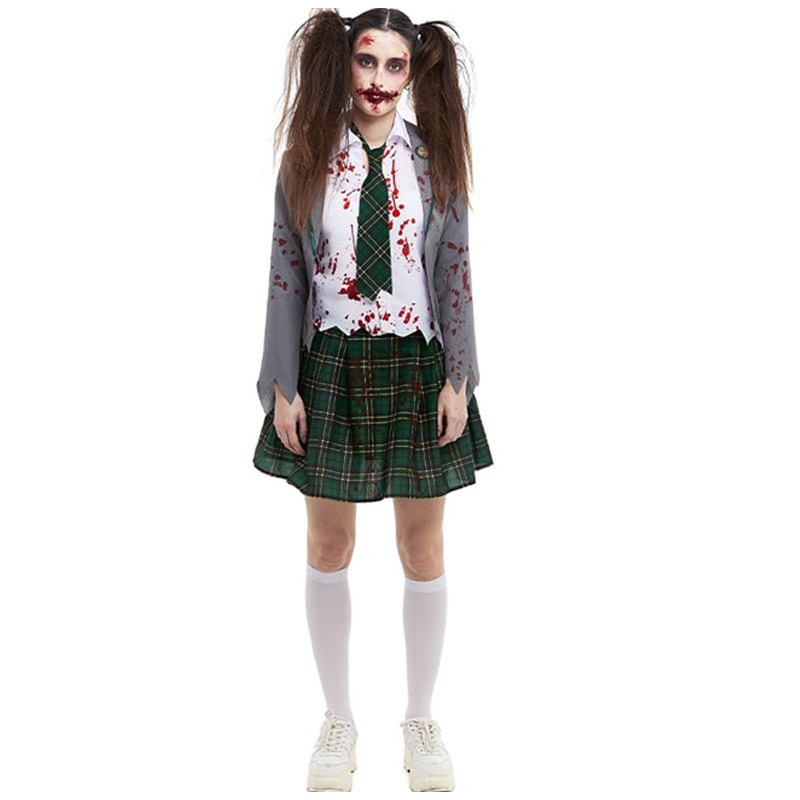 Disfraz Colegiala Zombie Gris Talla M De Partilandia