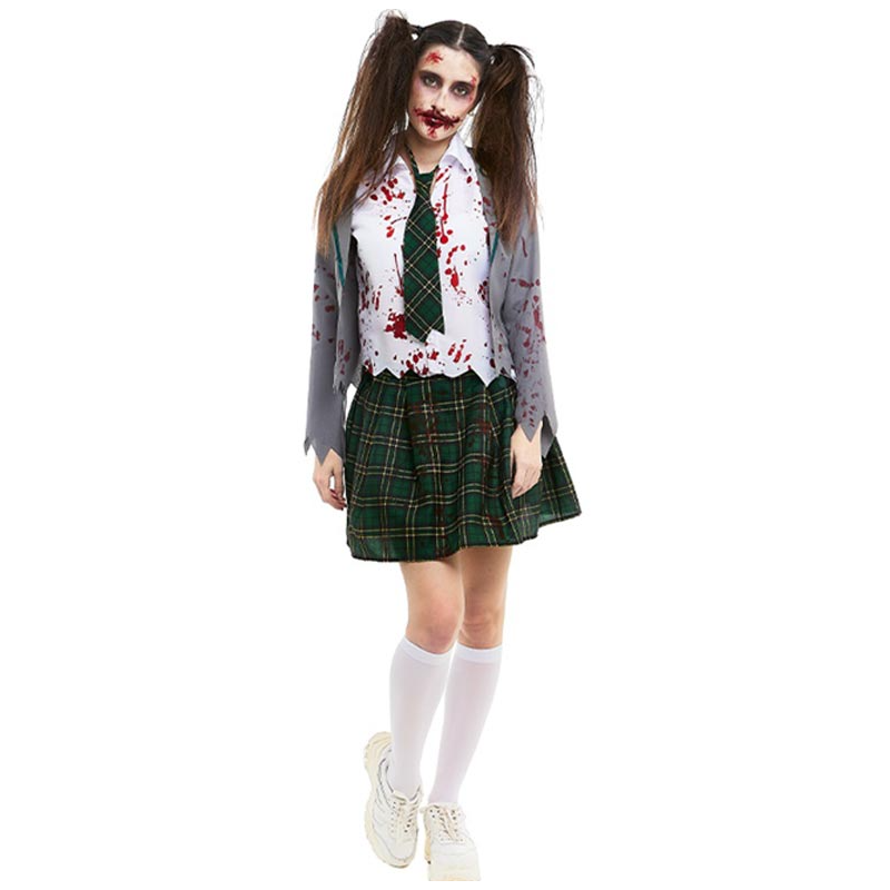 Disfraz Colegiala Zombie Gris Talla M